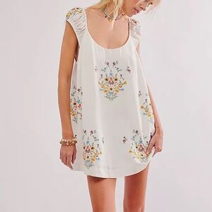 Free People Wildflower Embroidered Mini Dress